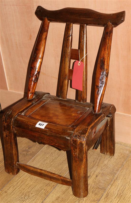 A Chinese hardwood childs chair